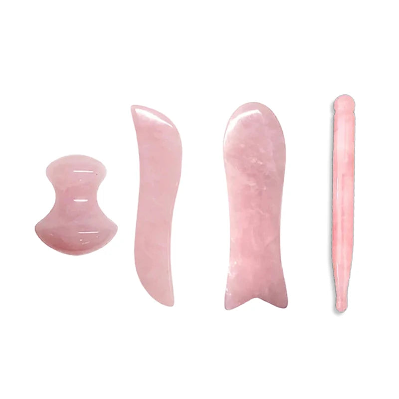 100% Natural Rose Quartz Jade Roller & Gua Sha Anti Aging Tools