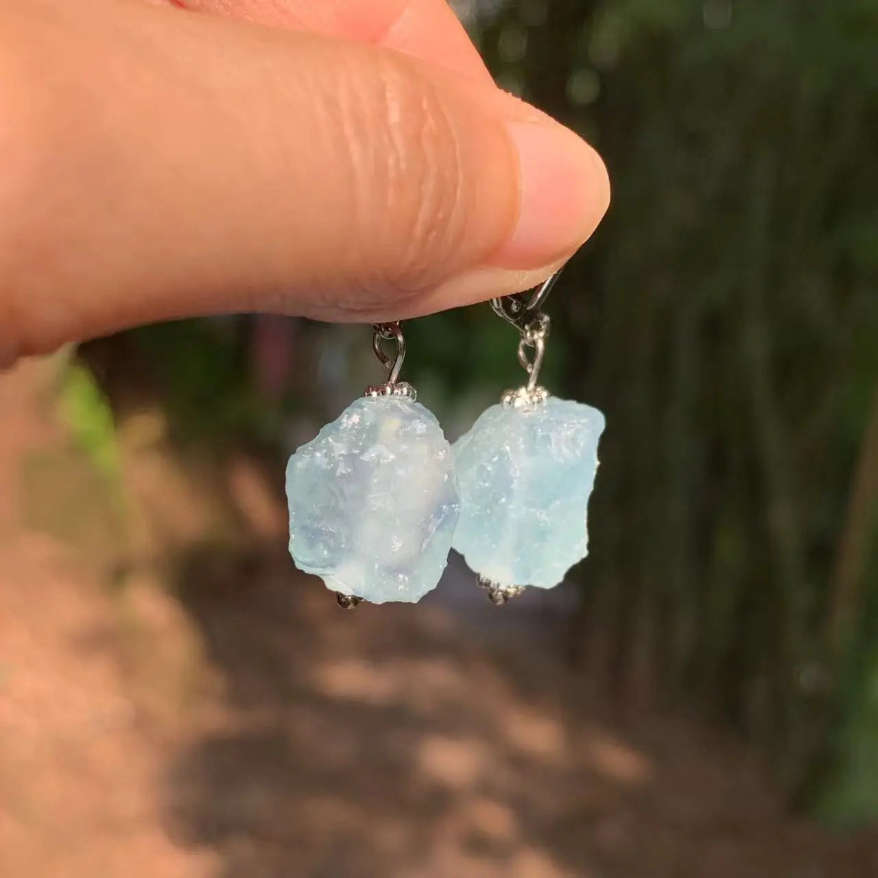 HEYYA STONE Natural Aquamarine Hoop Earrings For Women 925 Silver Simple Fine Jewelry Stone Gemstone Classic Style