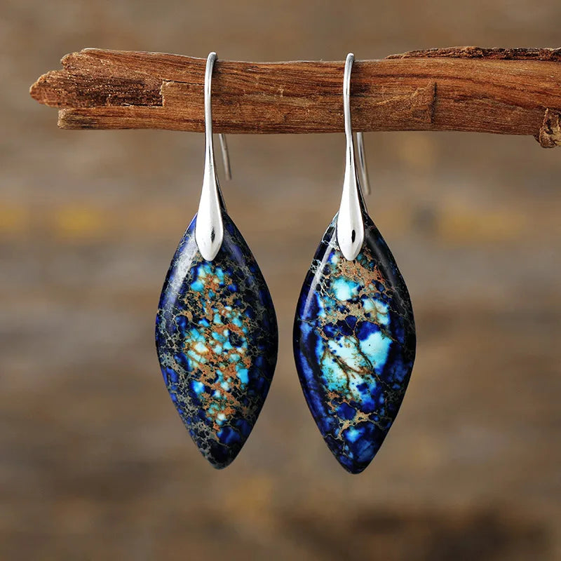 Handmade Natural Emperor Jasper Drop Earrings