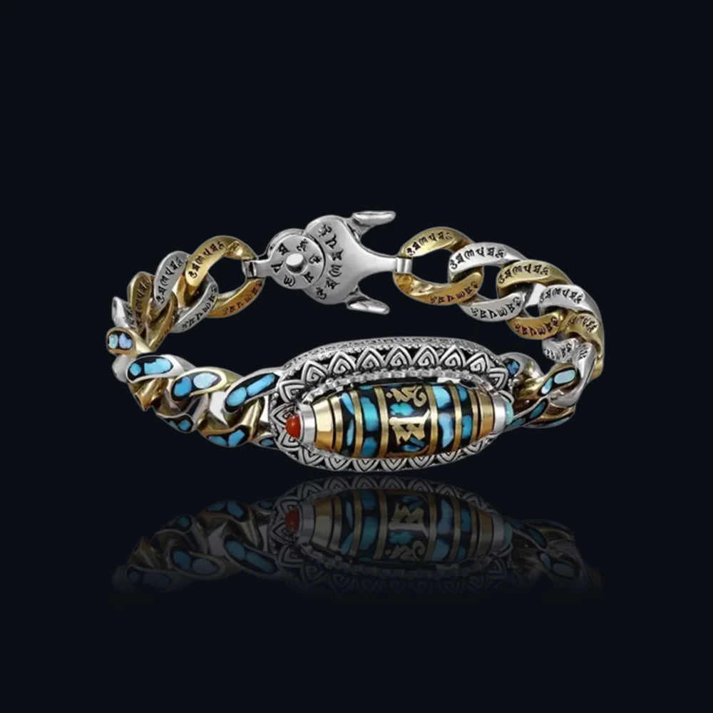 S925 Sterling Silver Six Character Mantra or Nine Eyes Tibetan Bracelet