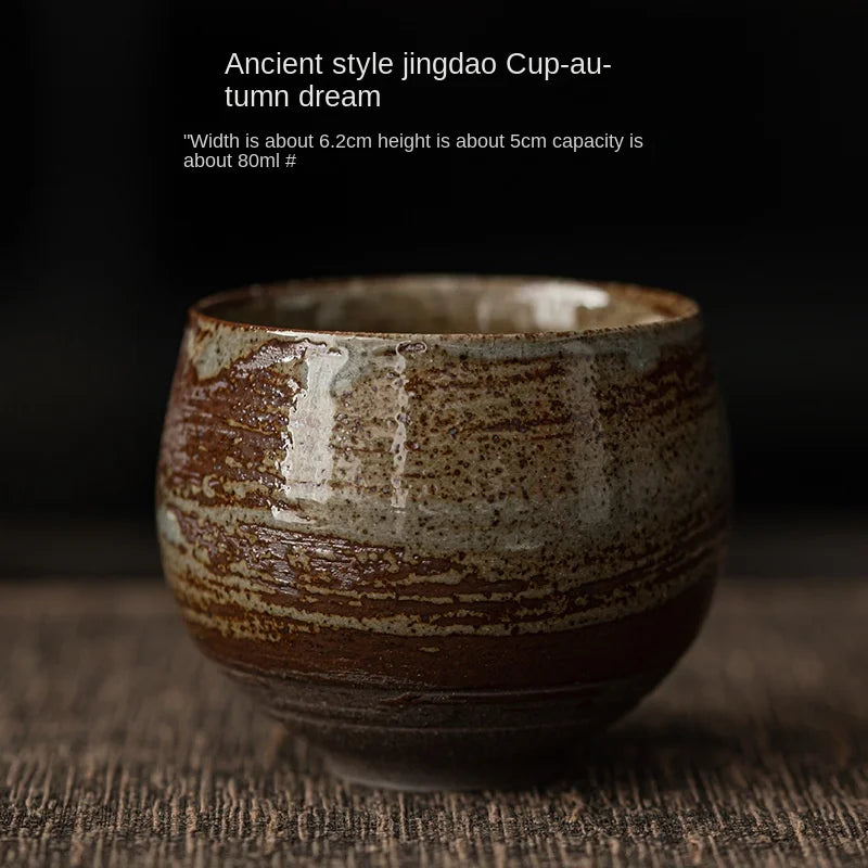 Japanese Style Tea Mugs, Handmade Stoneware Tea Cup, Kung Fu Tea Set, Small Single Cup, Ancient Style