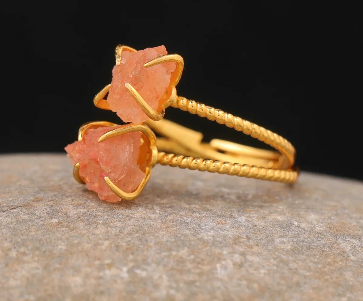 Natural Stone Claw Adjustable Finger Rings