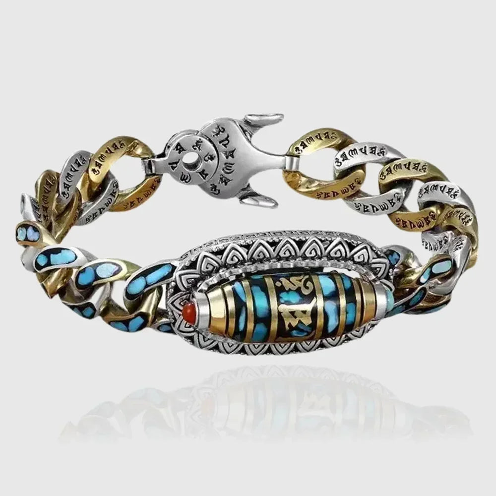 S925 Sterling Silver Six Character Mantra or Nine Eyes Tibetan Bracelet