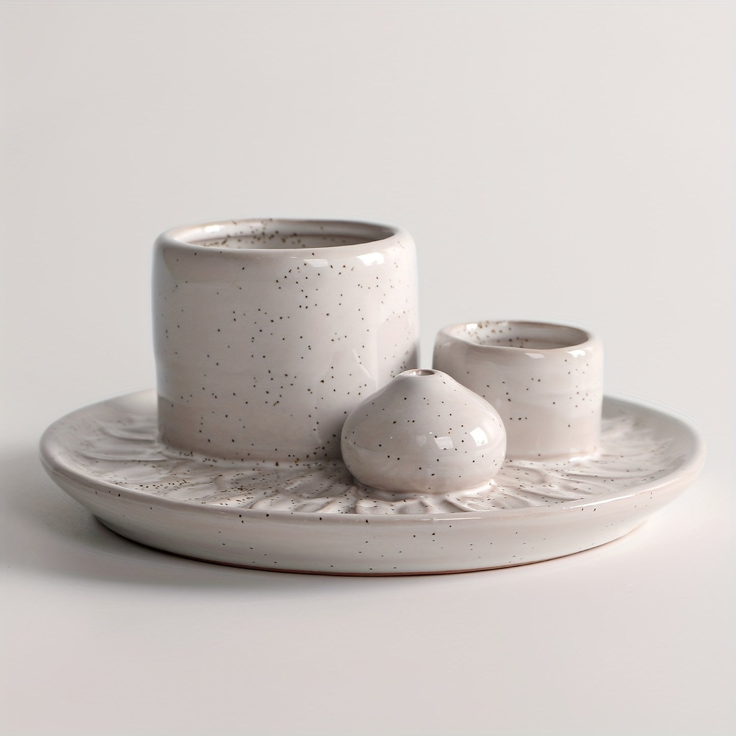 4-in-1 Ceramic Incense Burner Holder – Palo Santo & Sage Smudge Stand with Stick & Candle Holder