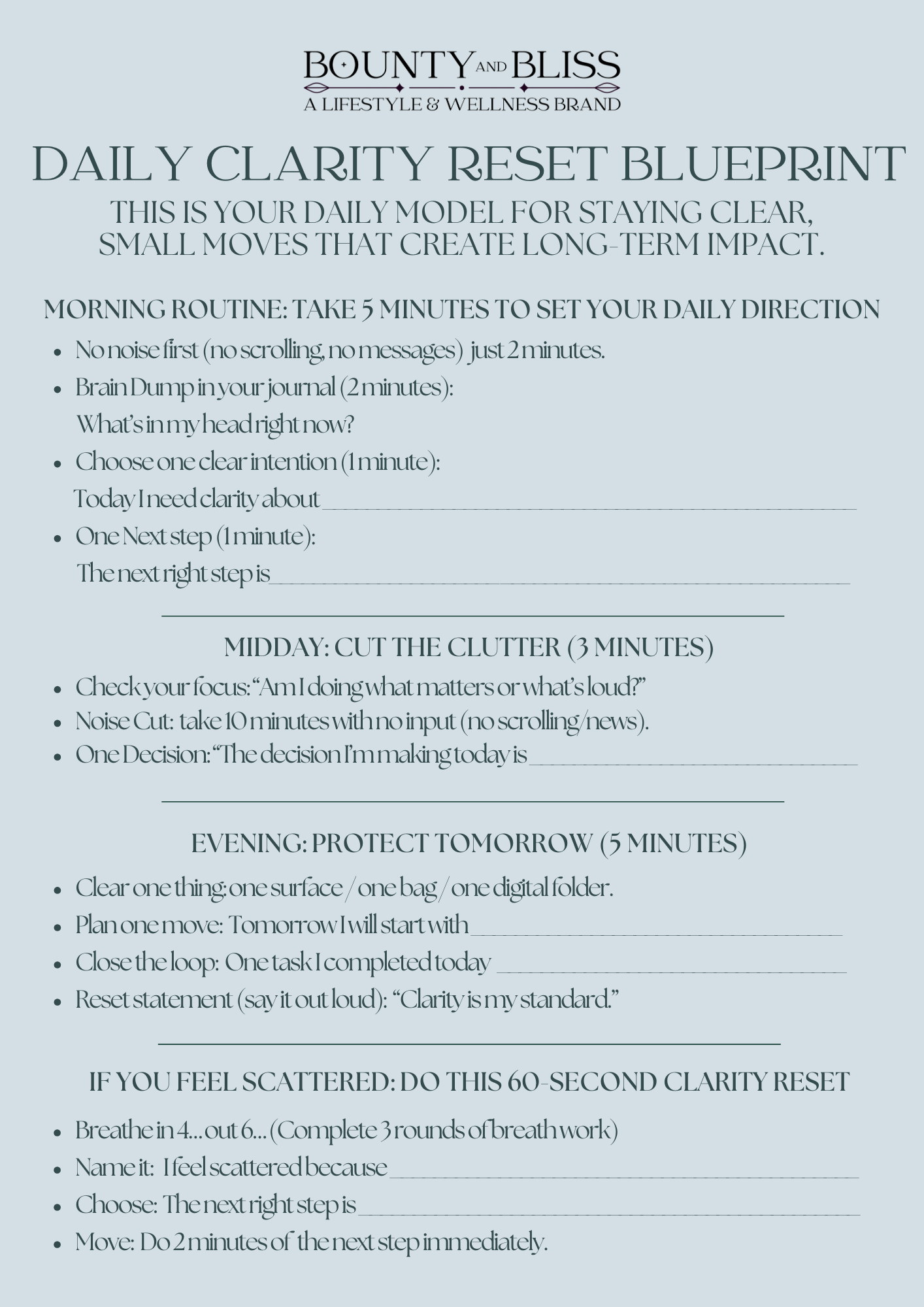 January Clarity Reset 7-Day (Printable PDF) Reset Kit for Focus & Peace