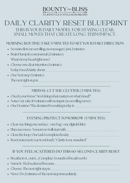 January Clarity Reset 7-Day (Printable PDF) Reset Kit for Focus & Peace