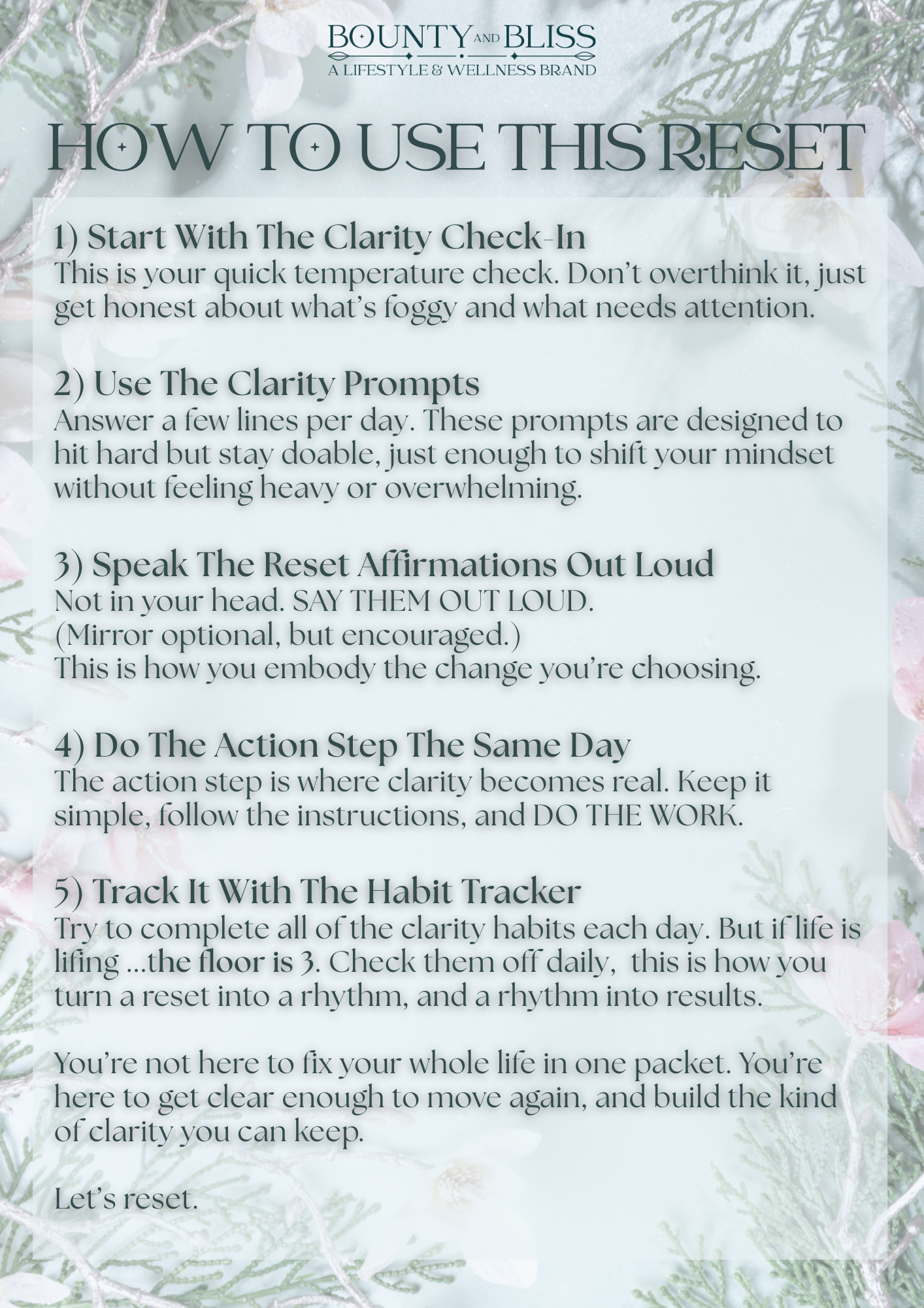 January Clarity Reset 7-Day (Printable PDF) Reset Kit for Focus & Peace