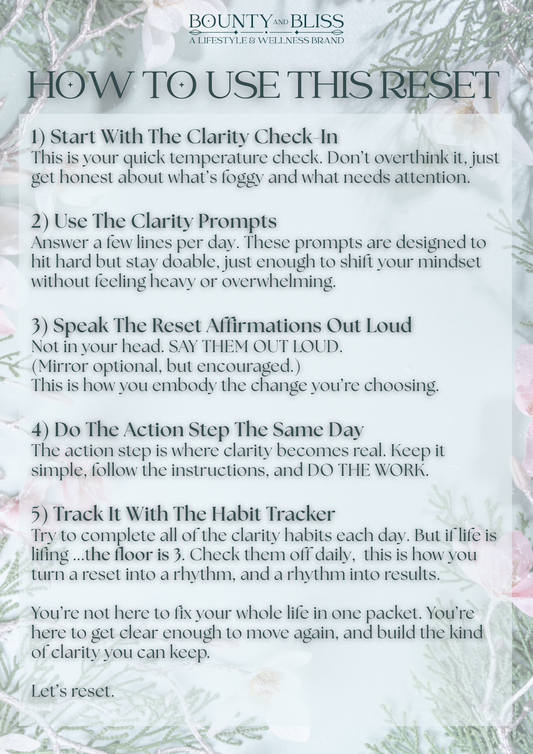 January Clarity Reset 7-Day (Printable PDF) Reset Kit for Focus & Peace