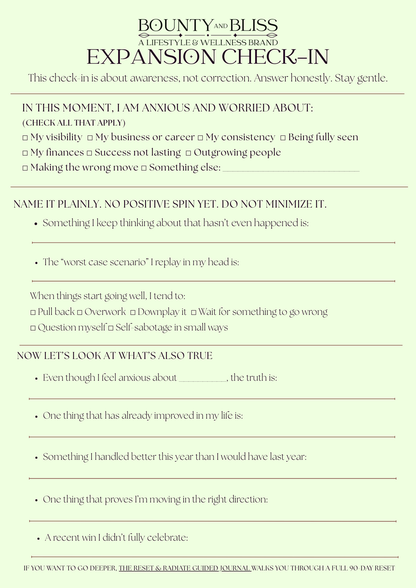 Expansion & Embodiment Reset