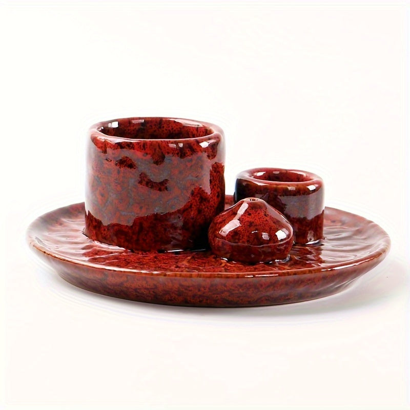4-in-1 Ceramic Incense Burner Holder – Palo Santo & Sage Smudge Stand with Stick & Candle Holder