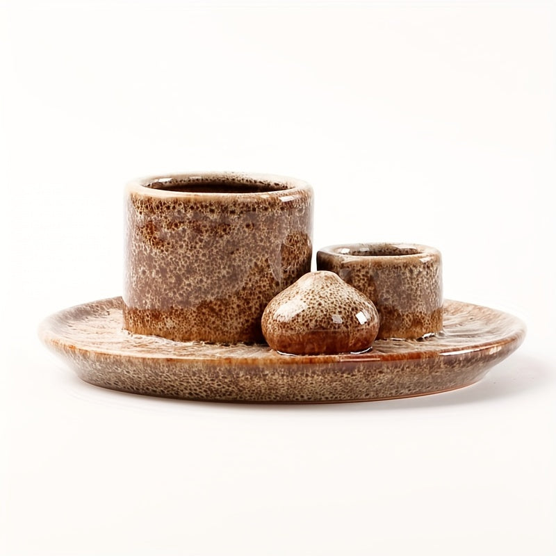 4-in-1 Ceramic Incense Burner Holder – Palo Santo & Sage Smudge Stand with Stick & Candle Holder