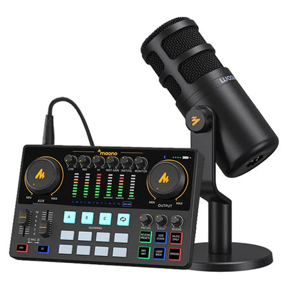 Maono PD200X Studio Audio Interface Sound Card XLR/USB Dynamic Microphones Podcast Equipment Bundles Studio Sound Cards