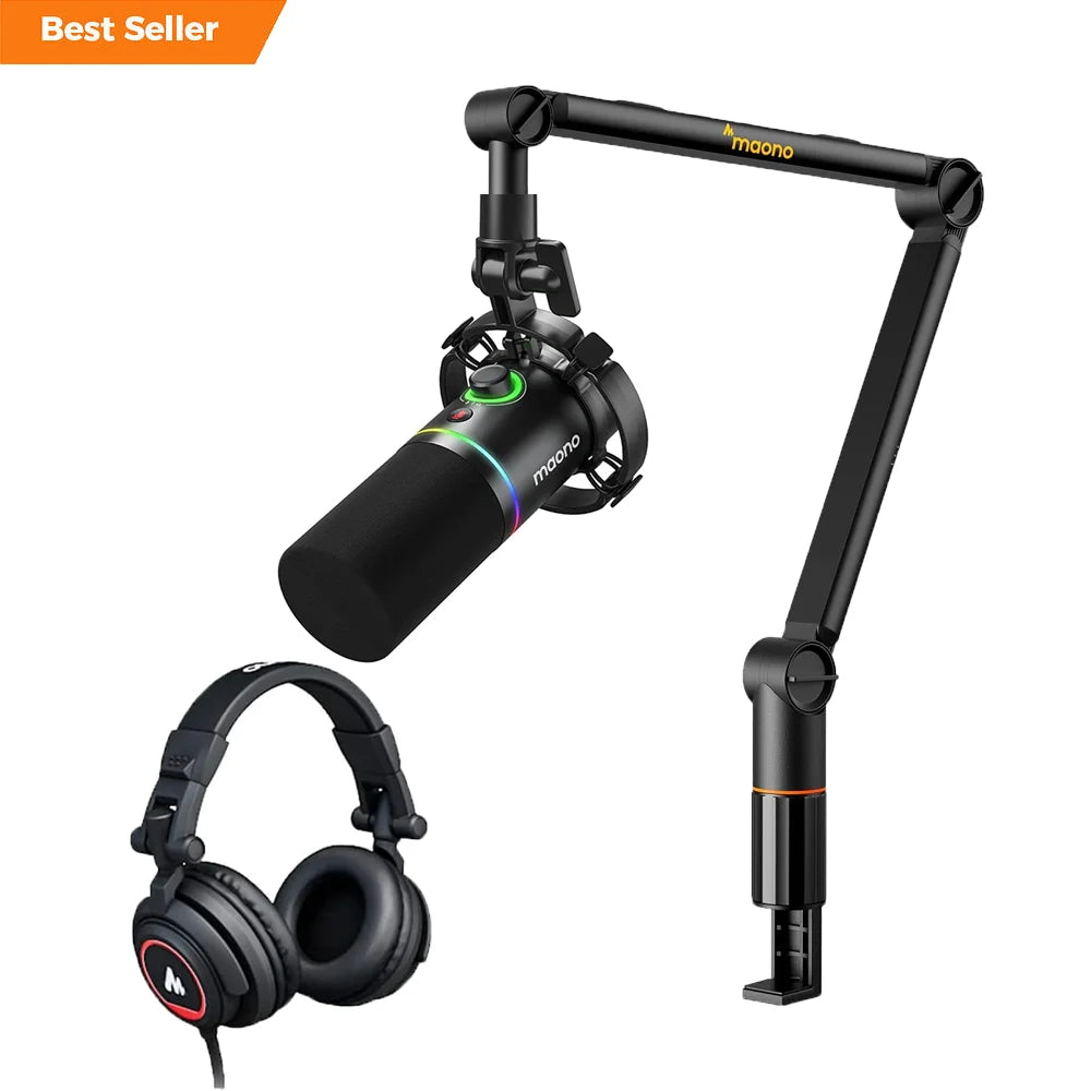 Maono PD200X Studio Audio Interface Sound Card XLR/USB Dynamic Microphones Podcast Equipment Bundles Studio Sound Cards