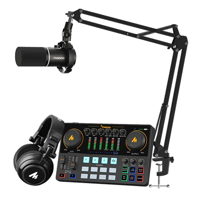 Maono PD200X Studio Audio Interface Sound Card XLR/USB Dynamic Microphones Podcast Equipment Bundles Studio Sound Cards