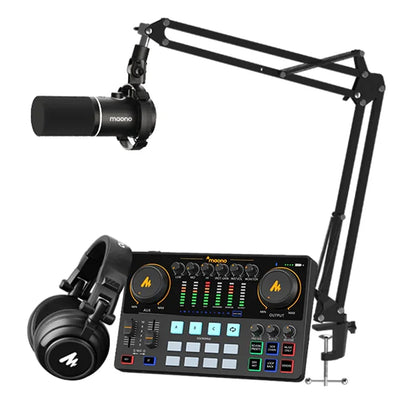 Maono PD200X Studio Audio Interface Sound Card XLR/USB Dynamic Microphones Podcast Equipment Bundles Studio Sound Cards