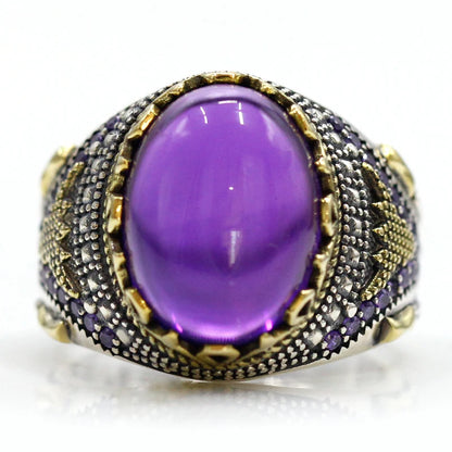Handmade Amethyst 925 Sterling Silver Vintage Signet Ring