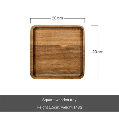 Rectangle Wooden Tea Tray Serving Table Plate Snacks Food Storage Dish for Hotel Home
