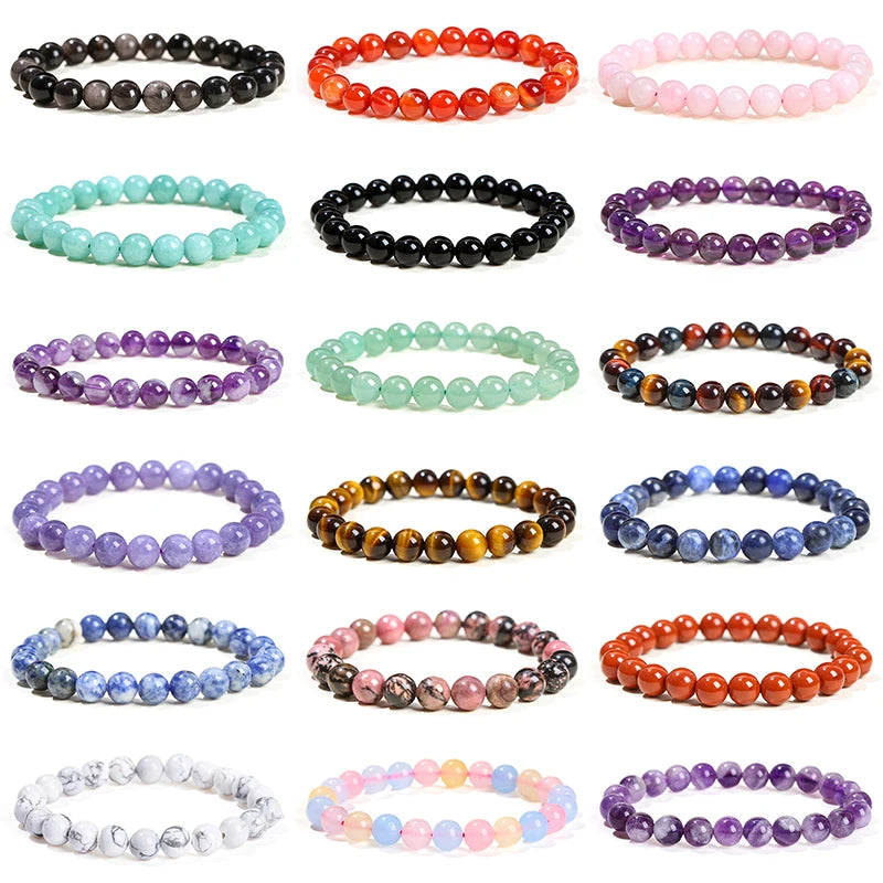 Natural Stone Bead Elastic Bracelets