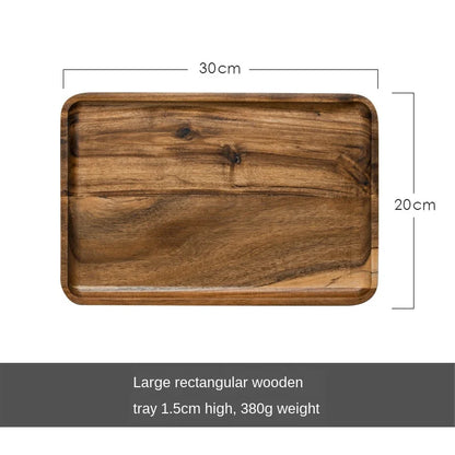 Rectangle Wooden Tea Tray Serving Table Plate Snacks Food Storage Dish for Hotel Home