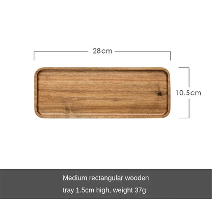 Rectangle Wooden Tea Tray Serving Table Plate Snacks Food Storage Dish for Hotel Home