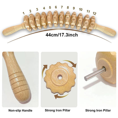 Body Fascia Wooden Roller Massager
