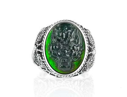 Real Burmese Jade 925 Sterling Silver Vintage Adjustable Ring
