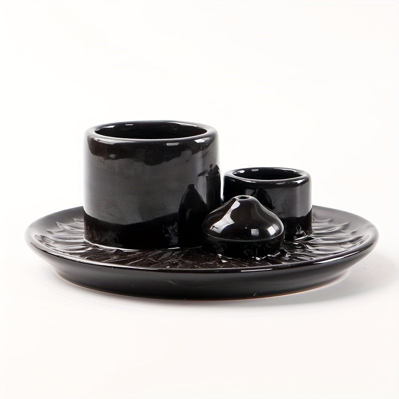 4-in-1 Ceramic Incense Burner Holder – Palo Santo & Sage Smudge Stand with Stick & Candle Holder